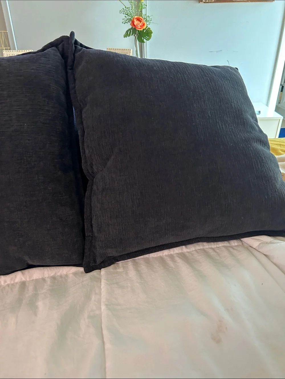 Set of 2 navy blue throw pillows